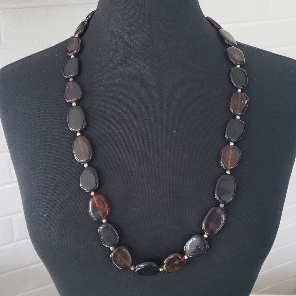 Vingage Brown Beaded 80s Necklace‎